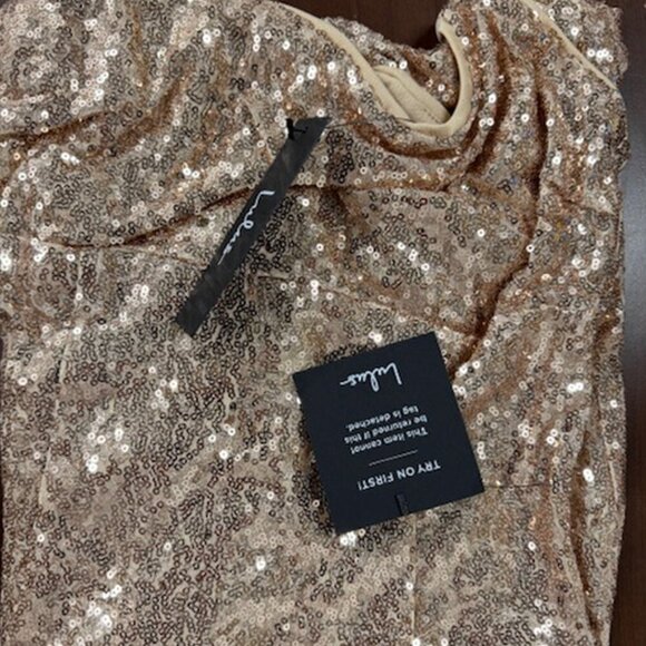 NWT Lulus Glam Ma'am Gold Sequin Bodycon Mini Dress - Picture 5 of 9